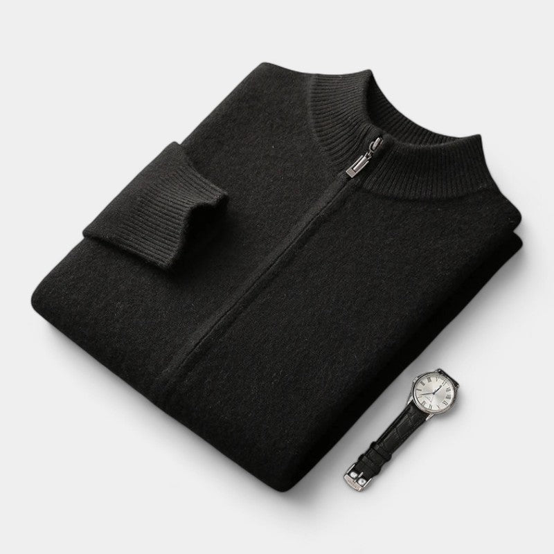 Gleame.-Gleame Trui – Warme merino wol cardigan met rits en mockneck