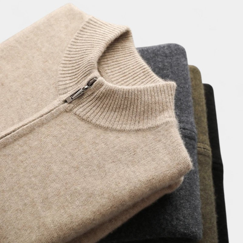 Gleame.-Gleame Trui – Warme merino wol cardigan met rits en mockneck
