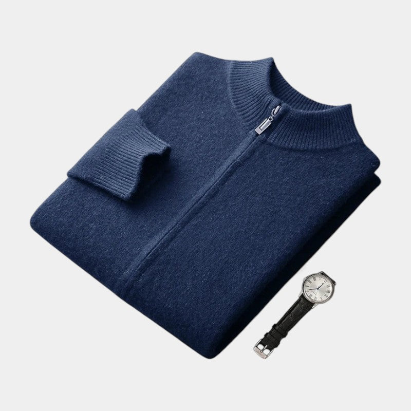 Gleame.-Gleame Trui – Warme merino wol cardigan met rits en mockneck