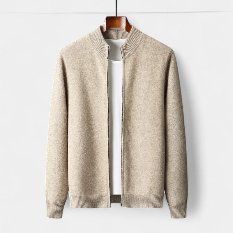 Gleame.-Gleame Trui – Warme merino wol cardigan met rits en mockneck