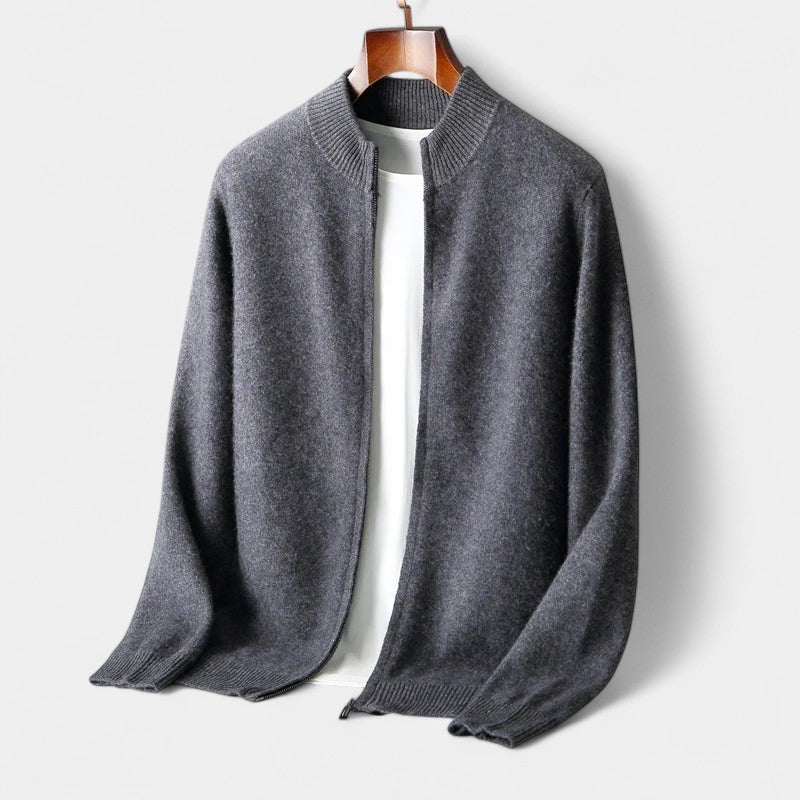 Gleame.-Gleame Trui – Warme merino wol cardigan met rits en mockneck