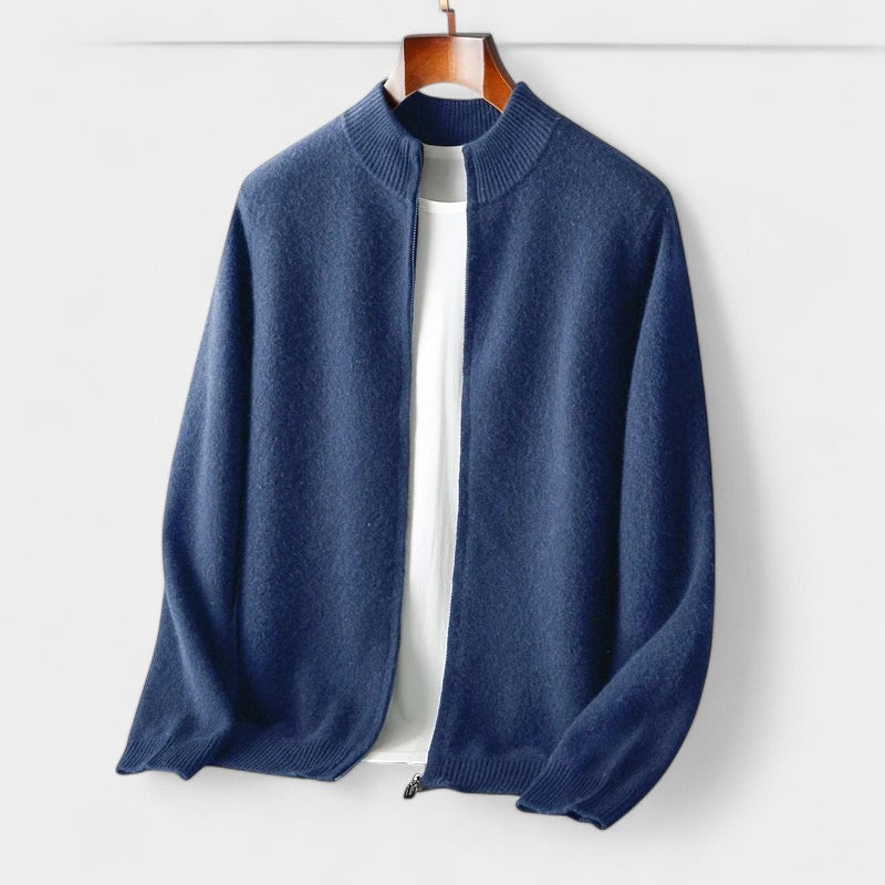 Gleame.-Gleame Trui – Warme merino wol cardigan met rits en mockneck