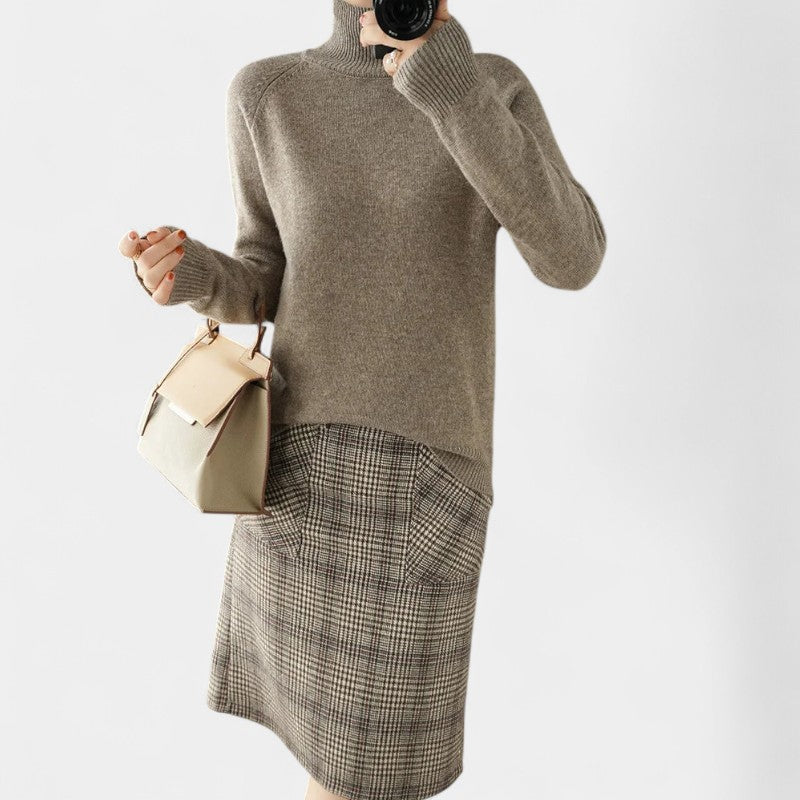 Gleame.-Gleame Trui – Zachte merinowol kasjmier trui met col en lange mouwen