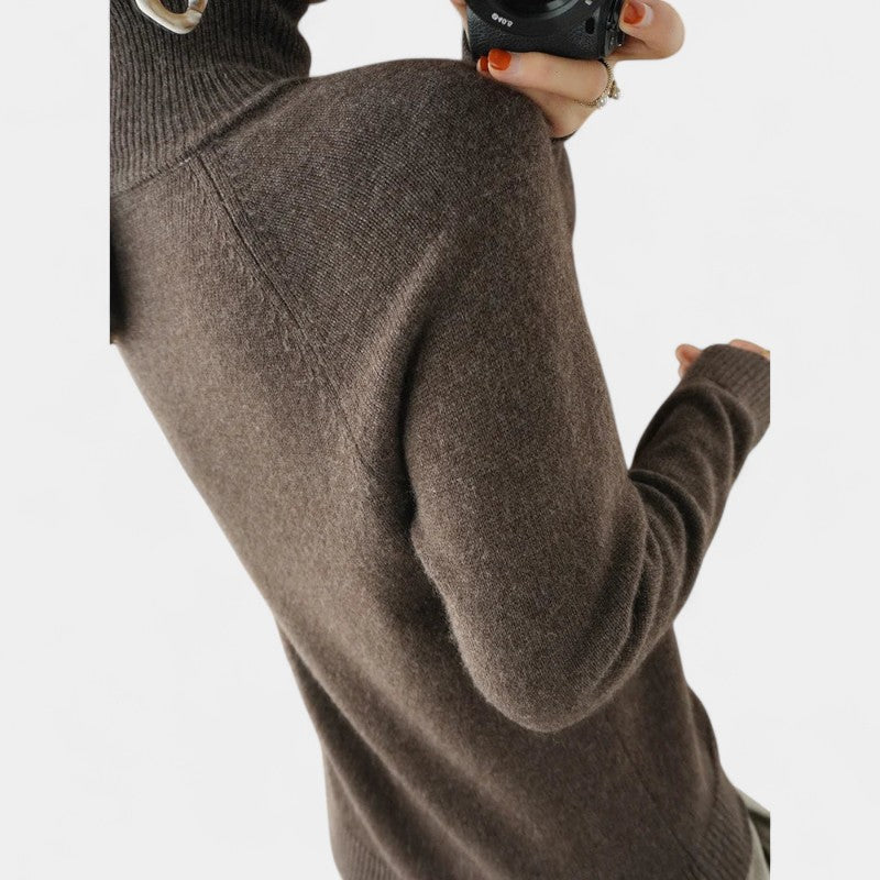 Gleame.-Gleame Trui – Zachte merinowol kasjmier trui met col en lange mouwen