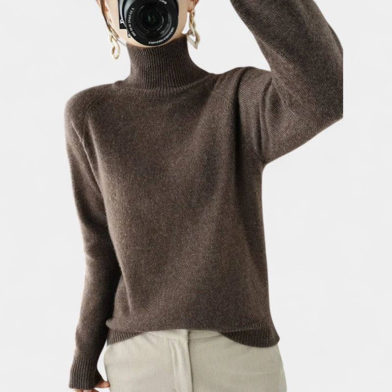 Gleame.-Gleame Trui – Zachte merinowol kasjmier trui met col en lange mouwen