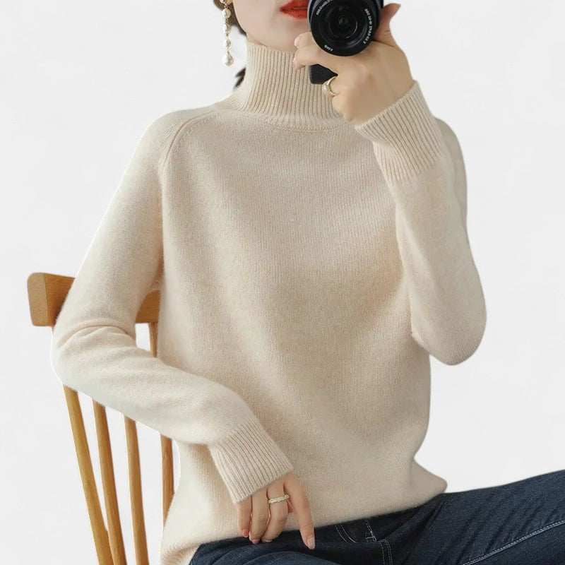 Gleame.-Gleame Trui – Zachte merinowol kasjmier trui met col en lange mouwen