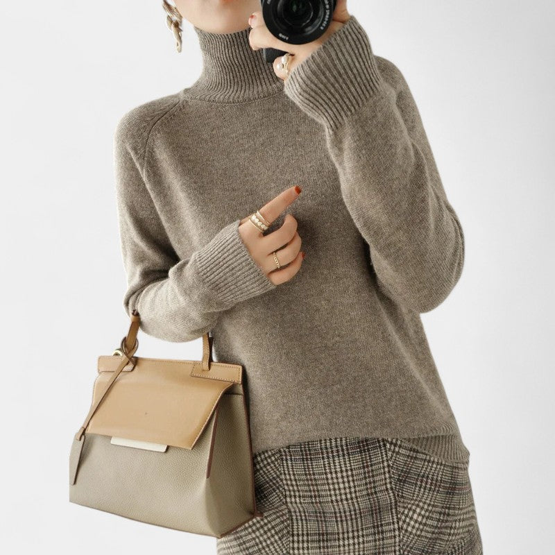 Gleame.-Gleame Trui – Zachte merinowol kasjmier trui met col en lange mouwen