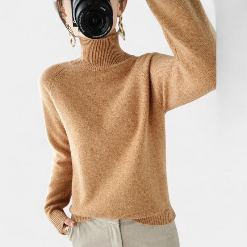 Gleame.-Gleame Trui – Zachte merinowol kasjmier trui met col en lange mouwen