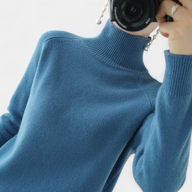 Gleame.-Gleame Trui – Zachte merinowol kasjmier trui met col en lange mouwen