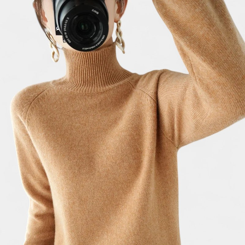 Gleame.-Gleame Trui – Zachte merinowol kasjmier trui met col en lange mouwen