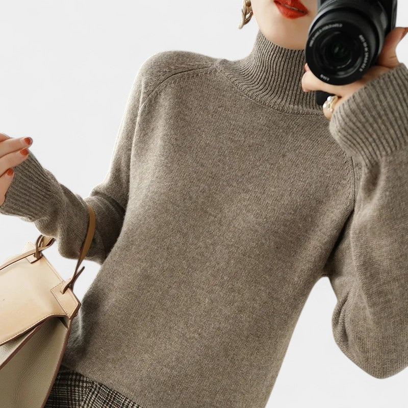 Gleame.-Gleame Trui – Zachte merinowol kasjmier trui met col en lange mouwen