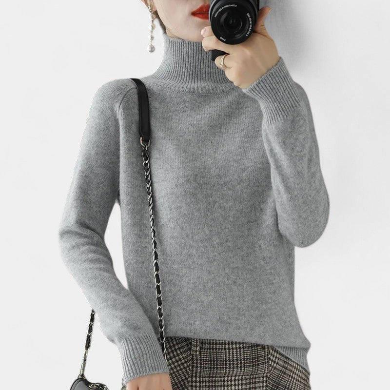 Gleame.-Gleame Trui – Zachte merinowol kasjmier trui met col en lange mouwen