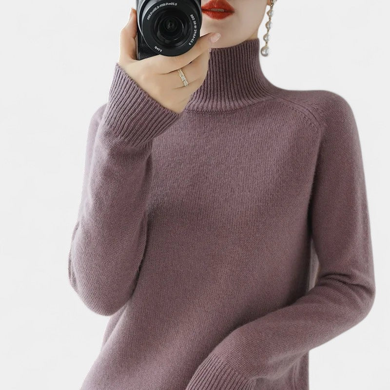 Gleame.-Gleame Trui – Zachte merinowol kasjmier trui met col en lange mouwen