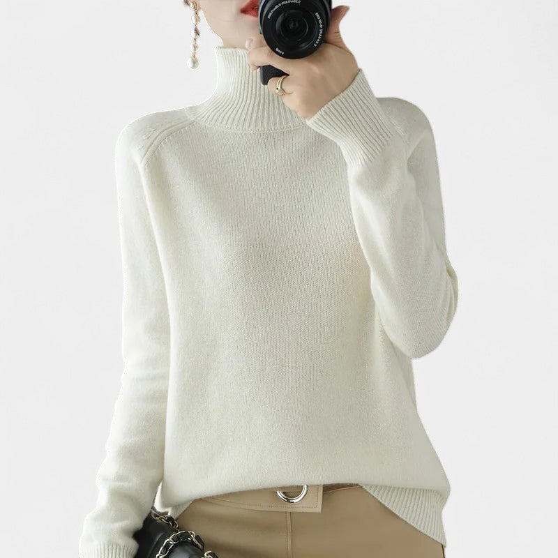 Gleame.-Gleame Trui – Zachte merinowol kasjmier trui met col en lange mouwen