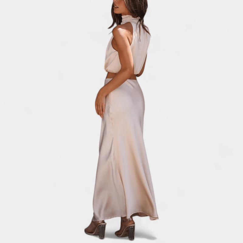 Gleame.-Gleame Tweedelige Outfit Set - Elegante halter top en lange rok in matching set