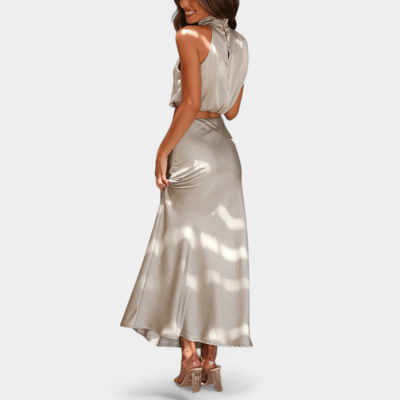 Gleame.-Gleame Tweedelige Outfit Set - Elegante halter top en lange rok in matching set