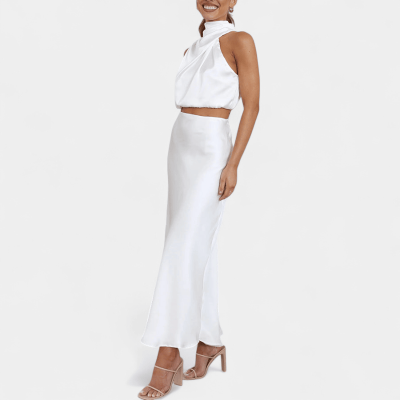 Gleame.-Gleame Tweedelige Outfit Set - Elegante halter top en lange rok in matching set