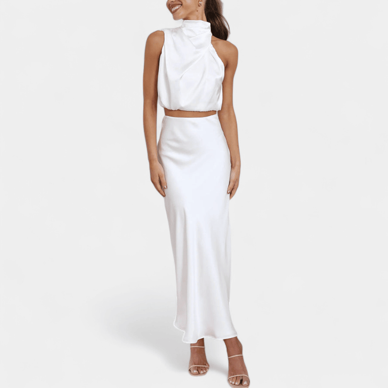 Gleame.-Gleame Tweedelige Outfit Set - Elegante halter top en lange rok in matching set