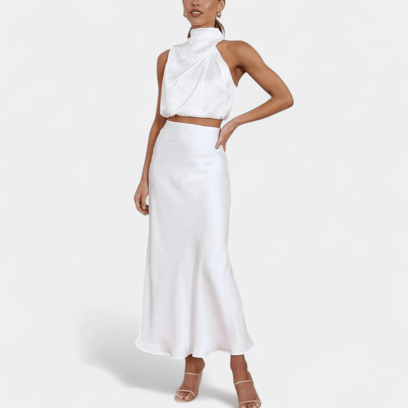 Gleame.-Gleame Tweedelige Outfit Set - Elegante halter top en lange rok in matching set