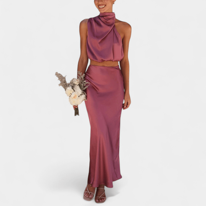 Gleame.-Gleame Tweedelige Outfit Set - Elegante halter top en lange rok in matching set