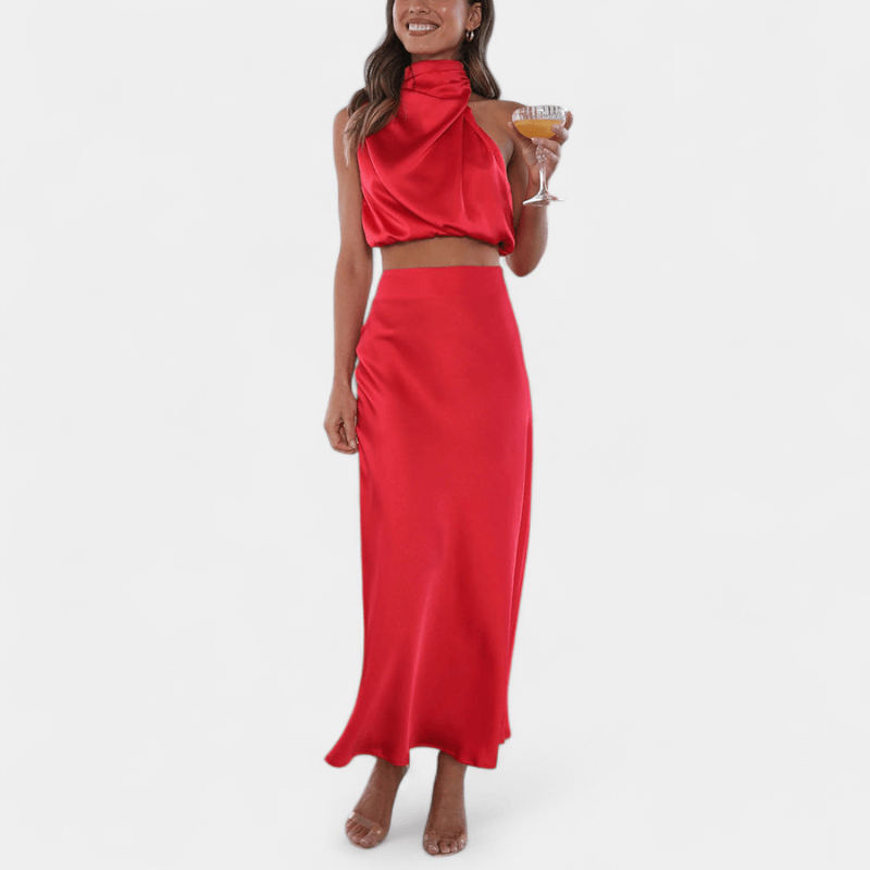 Gleame.-Gleame Tweedelige Outfit Set - Elegante halter top en lange rok in matching set