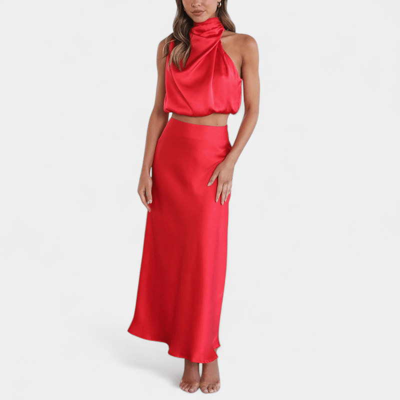 Gleame.-Gleame Tweedelige Outfit Set - Elegante halter top en lange rok in matching set