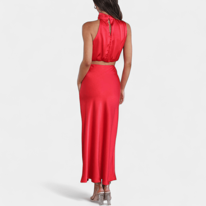 Gleame.-Gleame Tweedelige Outfit Set - Elegante halter top en lange rok in matching set