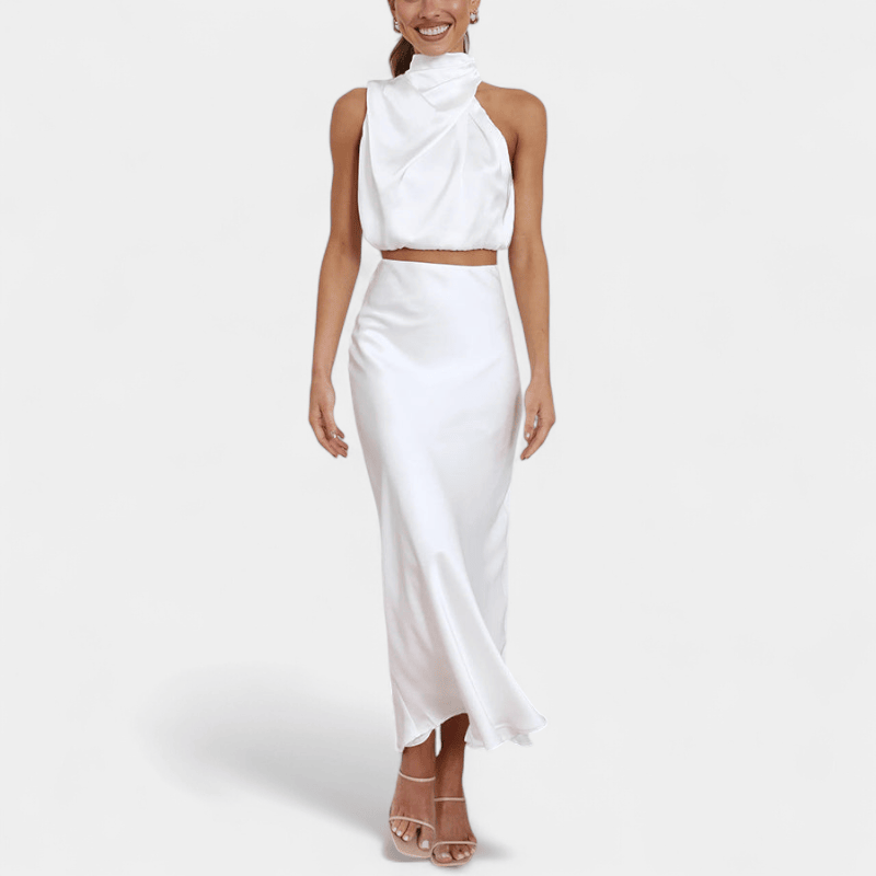 Gleame.-Gleame Tweedelige Outfit Set - Elegante halter top en lange rok in matching set
