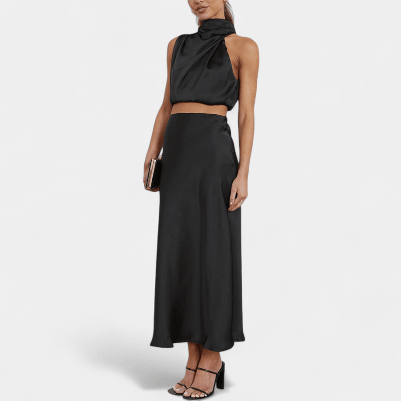 Gleame.-Gleame Tweedelige Outfit Set - Elegante halter top en lange rok in matching set