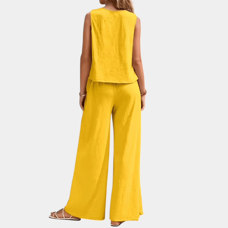 Gleame.-Gleame Set - stijlvolle mouwloze top en wijde broek van polyester