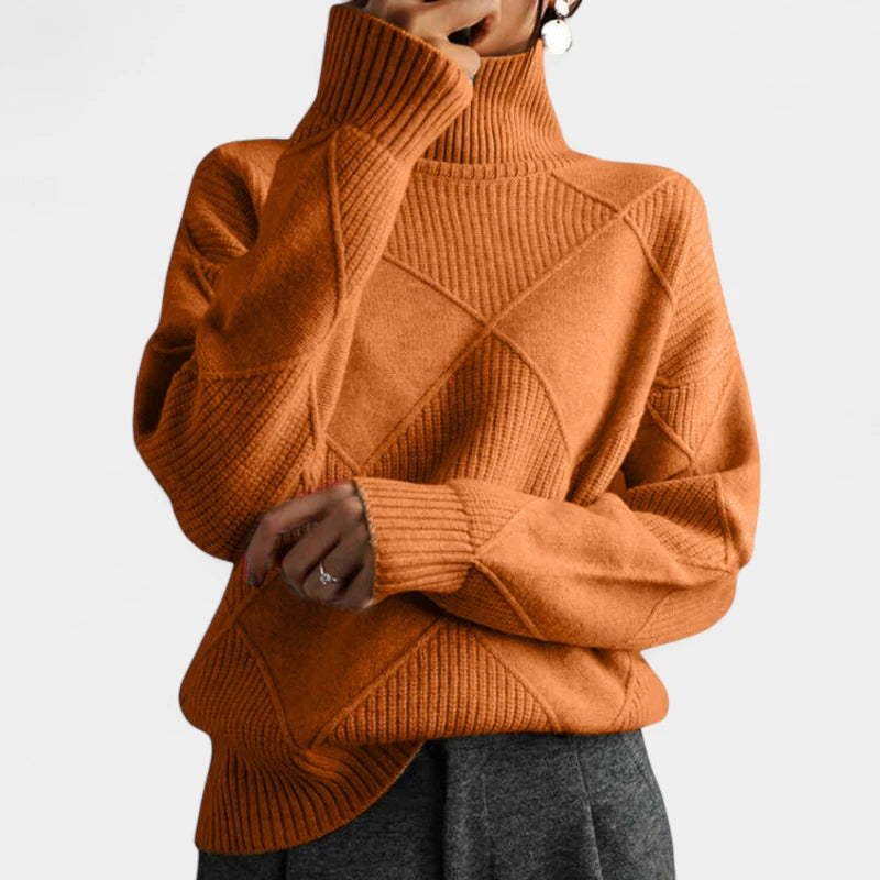 Gleame.-Jacket-Gleame Trui – Warme kasjmier damestrui met polokraag