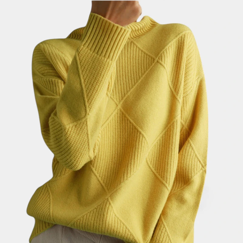Gleame.-Jacket-Gleame Trui – Warme kasjmier damestrui met polokraag