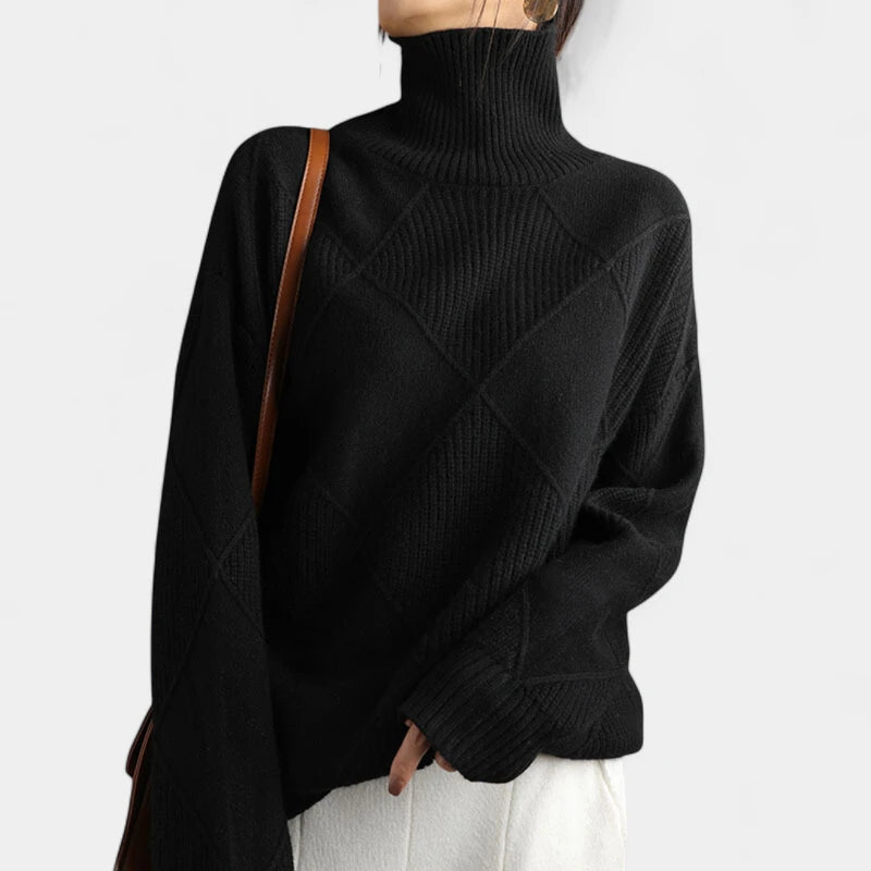 Gleame.-Jacket-Gleame Trui – Warme kasjmier damestrui met polokraag