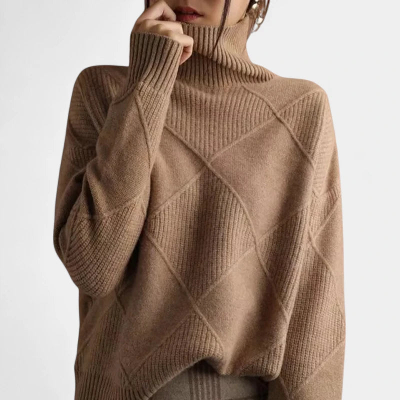 Gleame.-Jacket-Gleame Trui – Warme kasjmier damestrui met polokraag