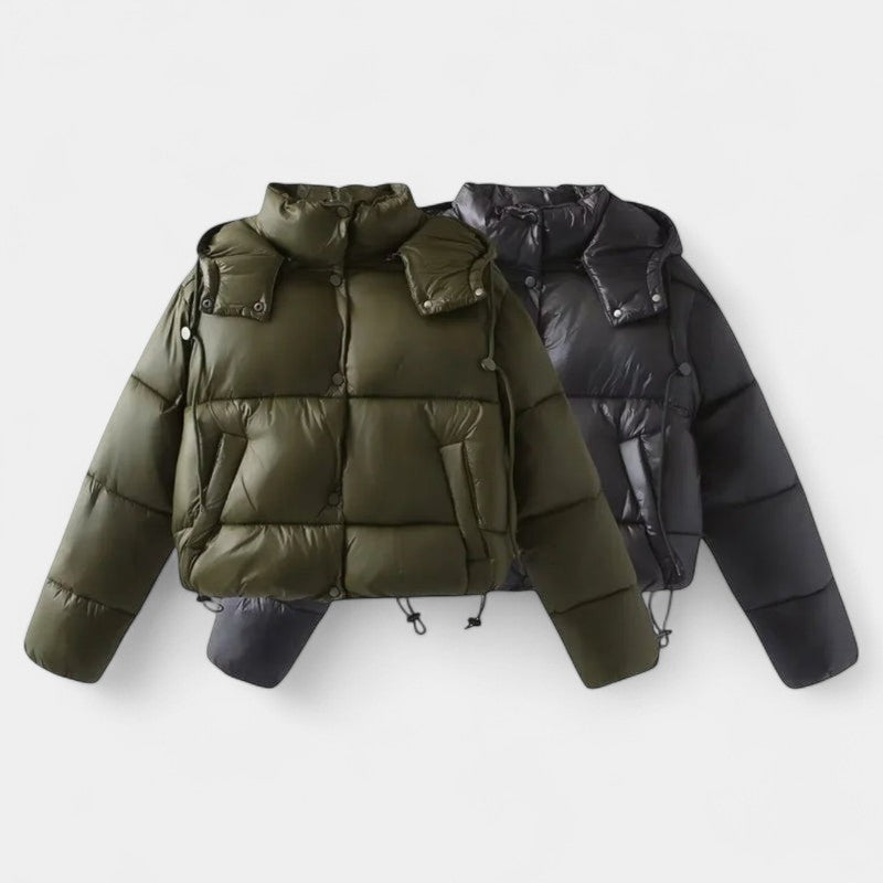 Gleame.-Jas-Gleame | Dames Gewatteerde Jas met Capuchon in Kort Model