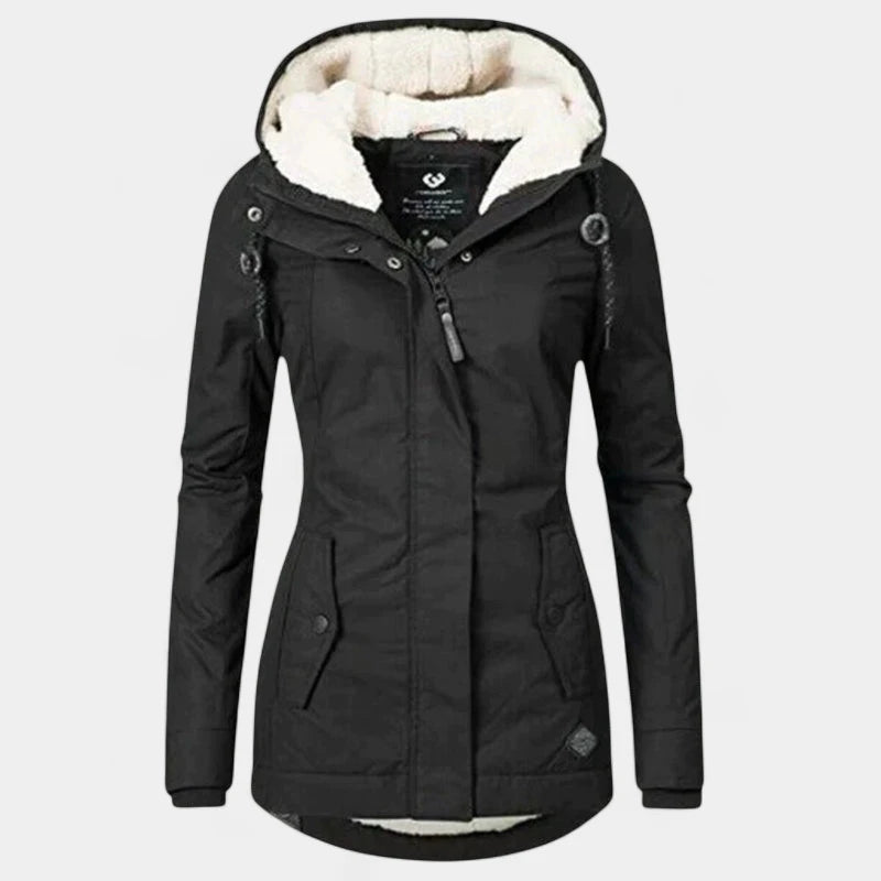 Gleame.-Jassen-Gleame Dames Jas - Katoenen winterjas met capuchon en warme voering