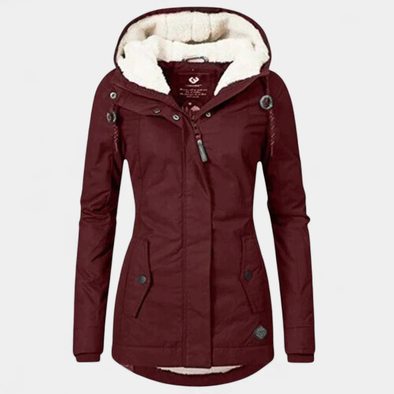 Gleame.-Jassen-Gleame Dames Jas - Katoenen winterjas met capuchon en warme voering