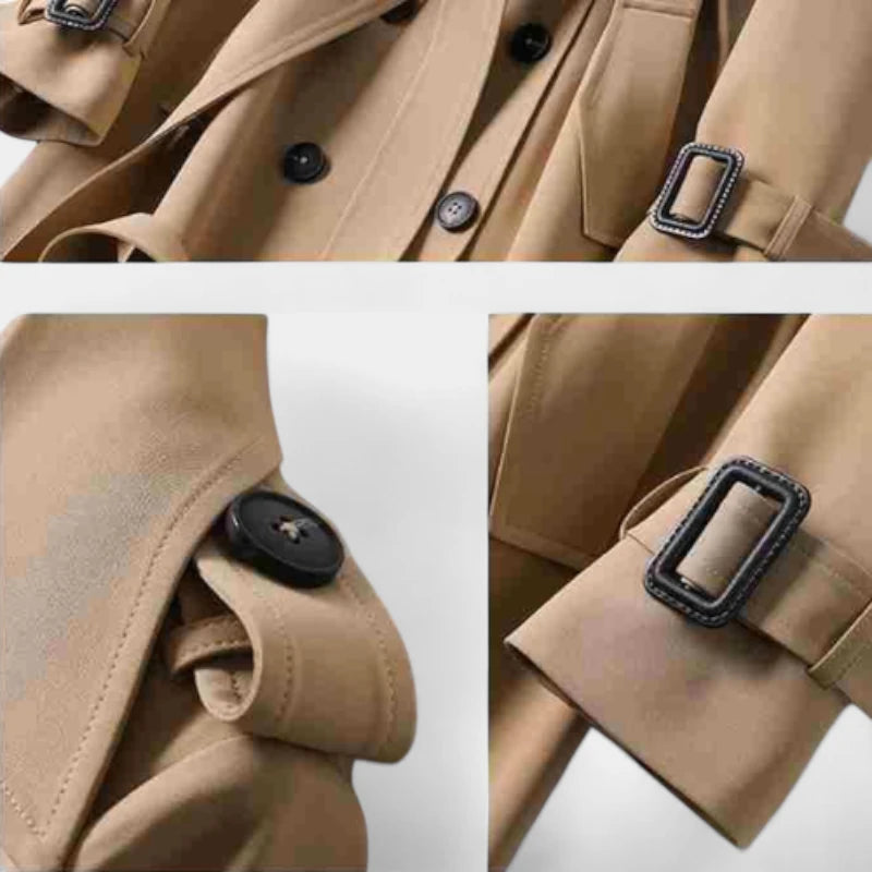 Gleame.-Jassen-Gleame Dames Jas - Klassieke trenchcoat met dubbele knopenrij en ceintuur