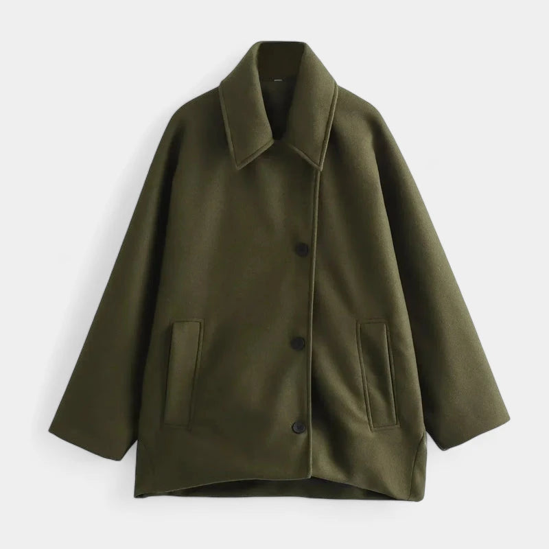 Gleame.-Jassen-Gleame Dames Jas - Oversized dames winterjas met lange mouwen en knopen