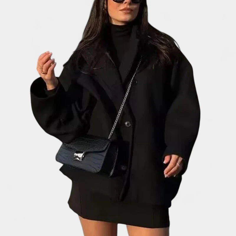 Gleame.-Jassen-Gleame Dames Jas - Oversized dames winterjas met lange mouwen en knopen