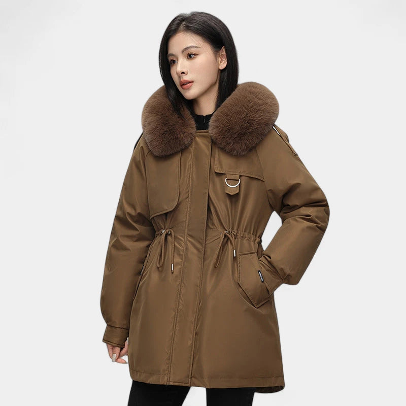 Gleame.-Jassen-Gleame Dames Jas - Oversized parka winterjas met bontkraag en ritssluiting