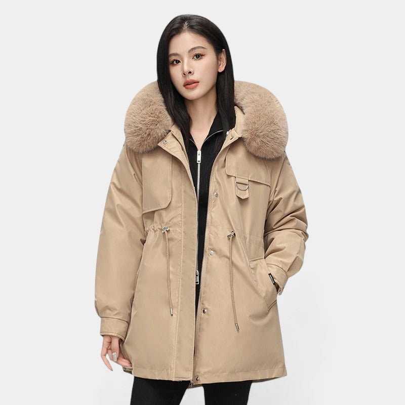 Gleame.-Jassen-Gleame Dames Jas - Oversized parka winterjas met bontkraag en ritssluiting