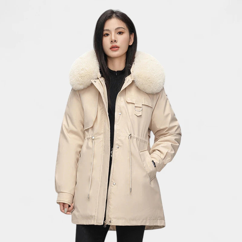 Gleame.-Jassen-Gleame Dames Jas - Oversized parka winterjas met bontkraag en ritssluiting