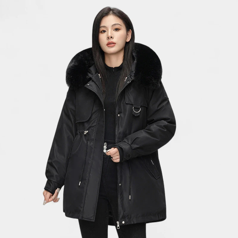 Gleame.-Jassen-Gleame Dames Jas - Oversized parka winterjas met bontkraag en ritssluiting