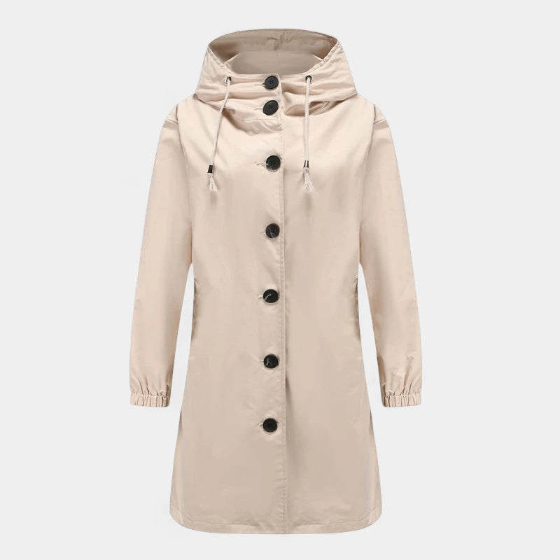 Gleame.-Jassen-Gleame Dames Jas - Waterdichte regenjas met capuchon en knoopsluiting