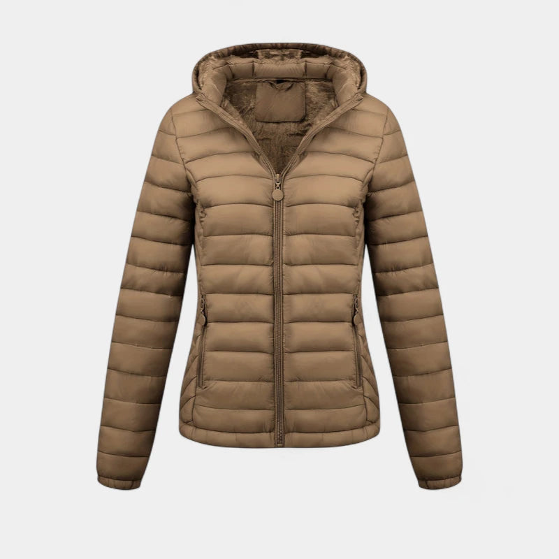 Gleame.-Jassen-Gleame Damesjas - Casual gewatteerde jas met capuchon en lange mouwen