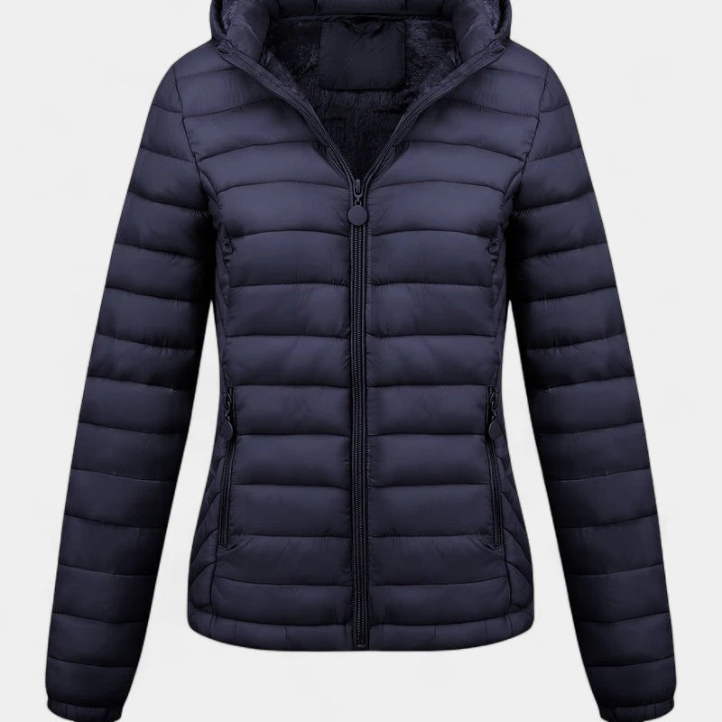 Gleame.-Jassen-Gleame Damesjas - Casual gewatteerde jas met capuchon en lange mouwen