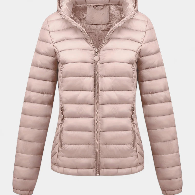 Gleame.-Jassen-Gleame Damesjas - Casual gewatteerde jas met capuchon en lange mouwen