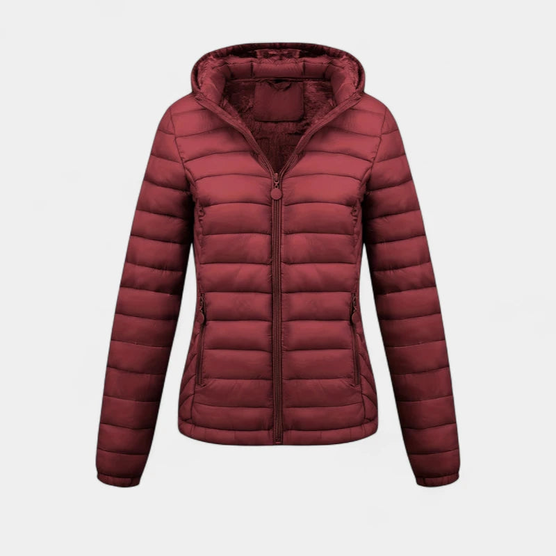 Gleame.-Jassen-Gleame Damesjas - Casual gewatteerde jas met capuchon en lange mouwen