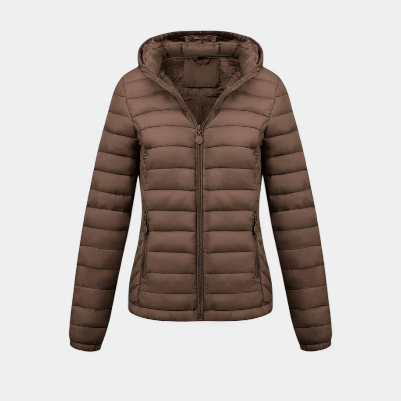 Gleame.-Jassen-Gleame Damesjas - Casual gewatteerde jas met capuchon en lange mouwen